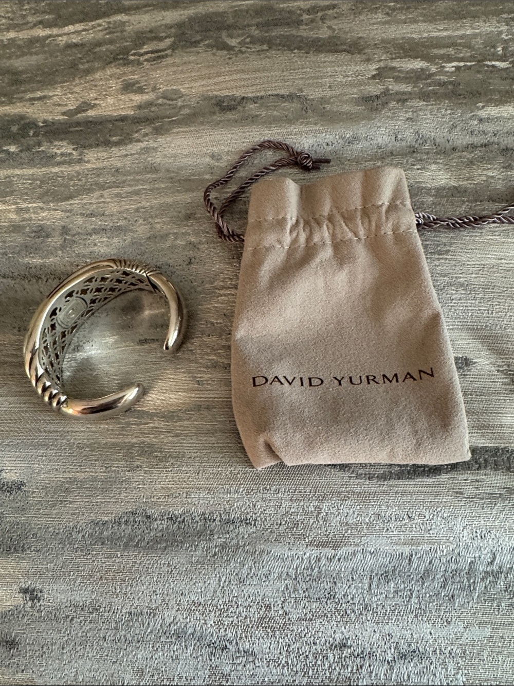 David Yurman Sterling Silver Openwork Cable Cuff Bracelet